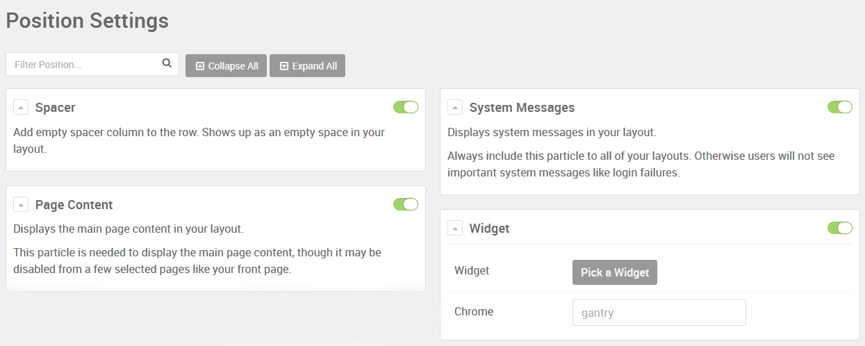WordPress Position Settings